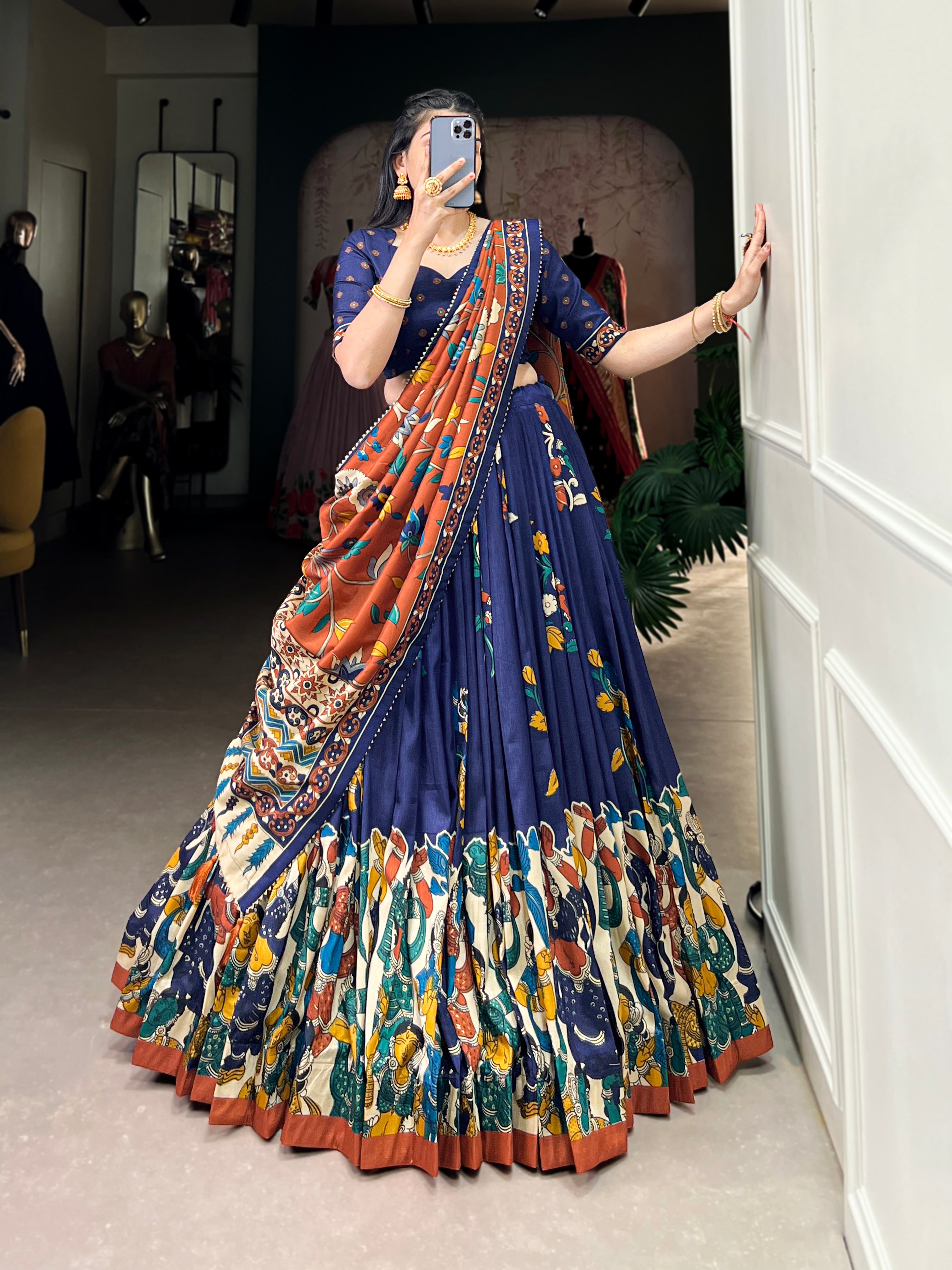 Exclusive Tussar Silk Lehenga Choli Set β Floral & Patola Print Design β¨π